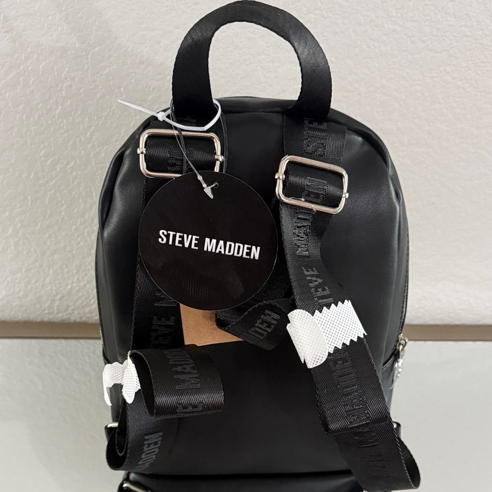 Steve Madden Black Backpack with Silver Rhinestones - Picture 4 of 5